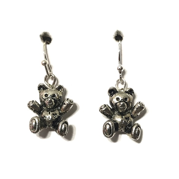 Jewelry - silver teddy bear earrings
